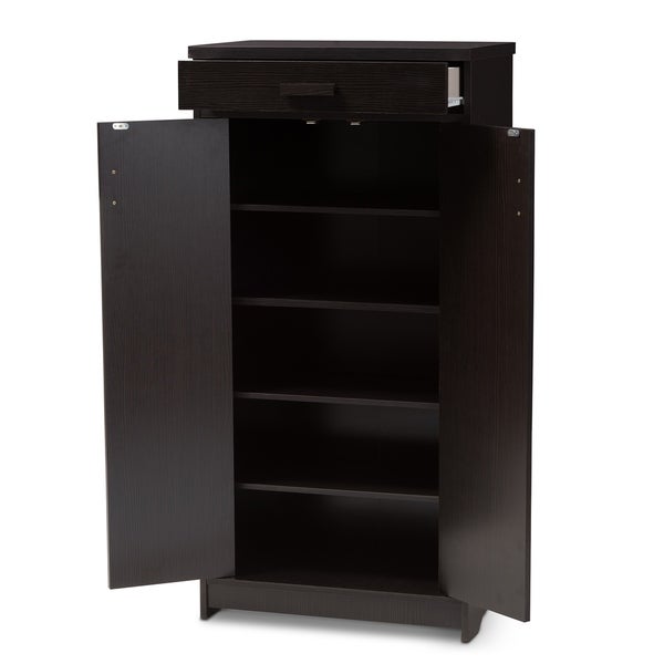 Contemporary Dark Brown Shoe Cabinet by Baxton Studio - - 22580565