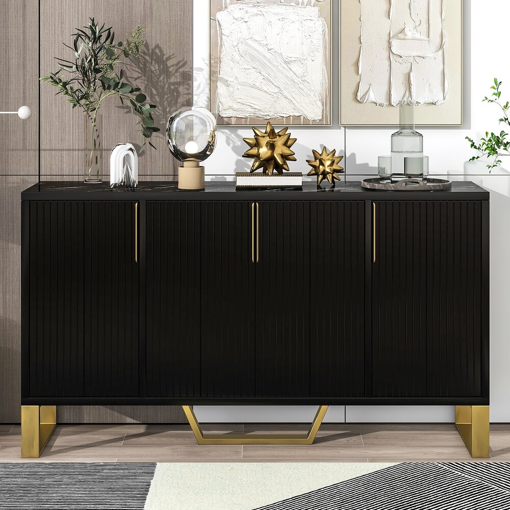 Nestfair Sideboard Kitchen Cabinet with Four Doors and Adjustable Shelves