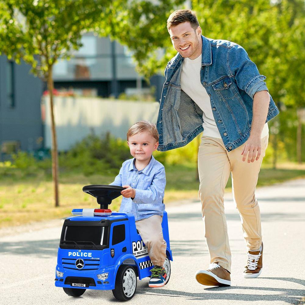 HONEY JOY Kids Ride On Police Car 2-in-1 Toddler Push Car with Storage Space Indoor  Outdoor Use Blue TOPB004862