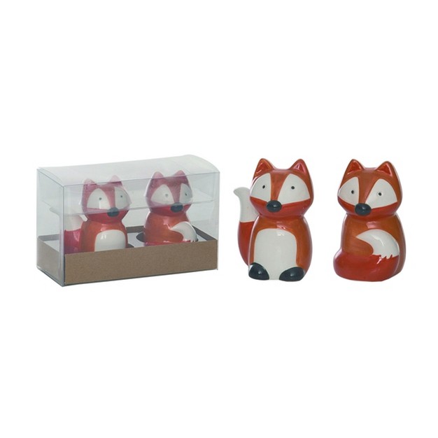 Transpac Dolomite 3 In Multicolor Spring Foxy Salt And Pepper Shaker In Packaging Set Of 2