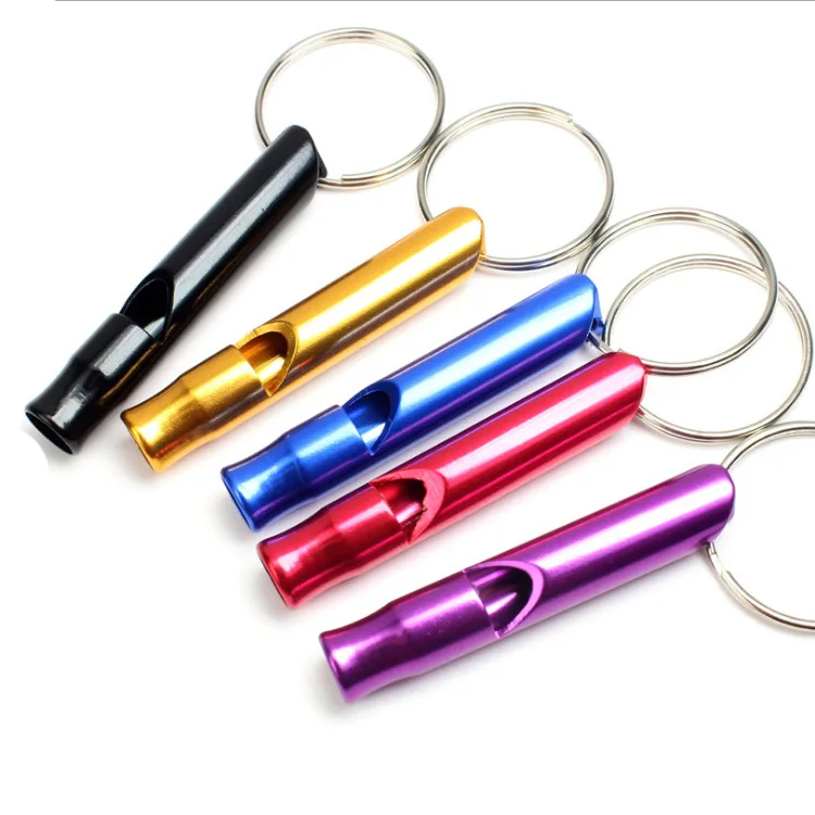 cheap price custom Aluminum Emergency Survival Safety Keychain with Whistle for Outdoor Camping Hiking boating  Whistle key ring