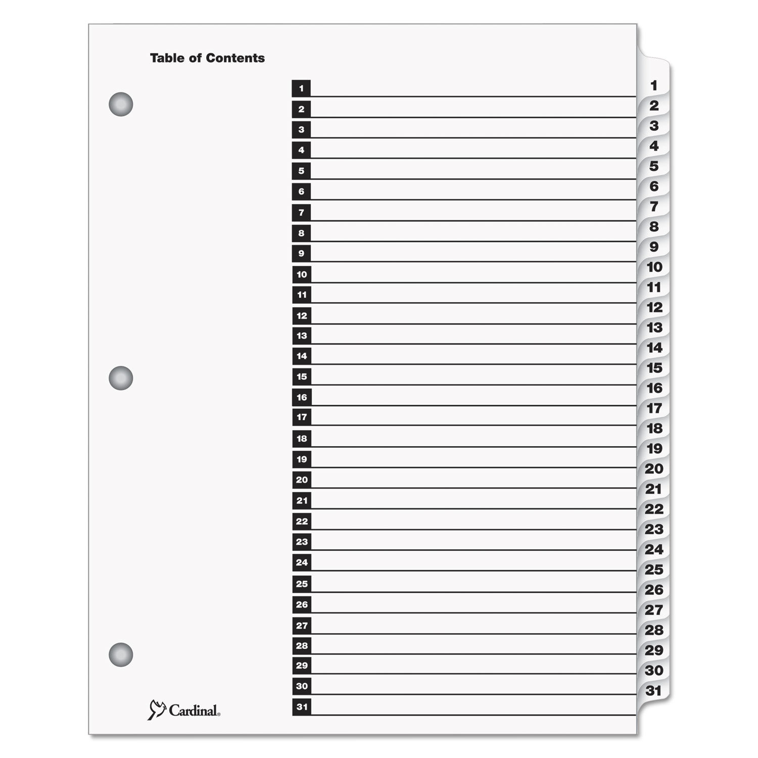 OneStep Printable Table of Contents and Dividers by Cardinalandreg; CRD60113