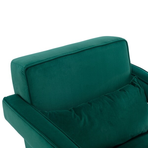 Modern Velvet Upholstered Armchair with Pillow， Armrest Single Sofa Accent Leisure Style Chair