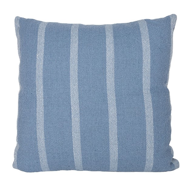 24x24 Inch Hand Woven Blue amp Light Blue Striped Outdoor Pillow Polyester With Polyester Fill By Foreside Home amp Garden