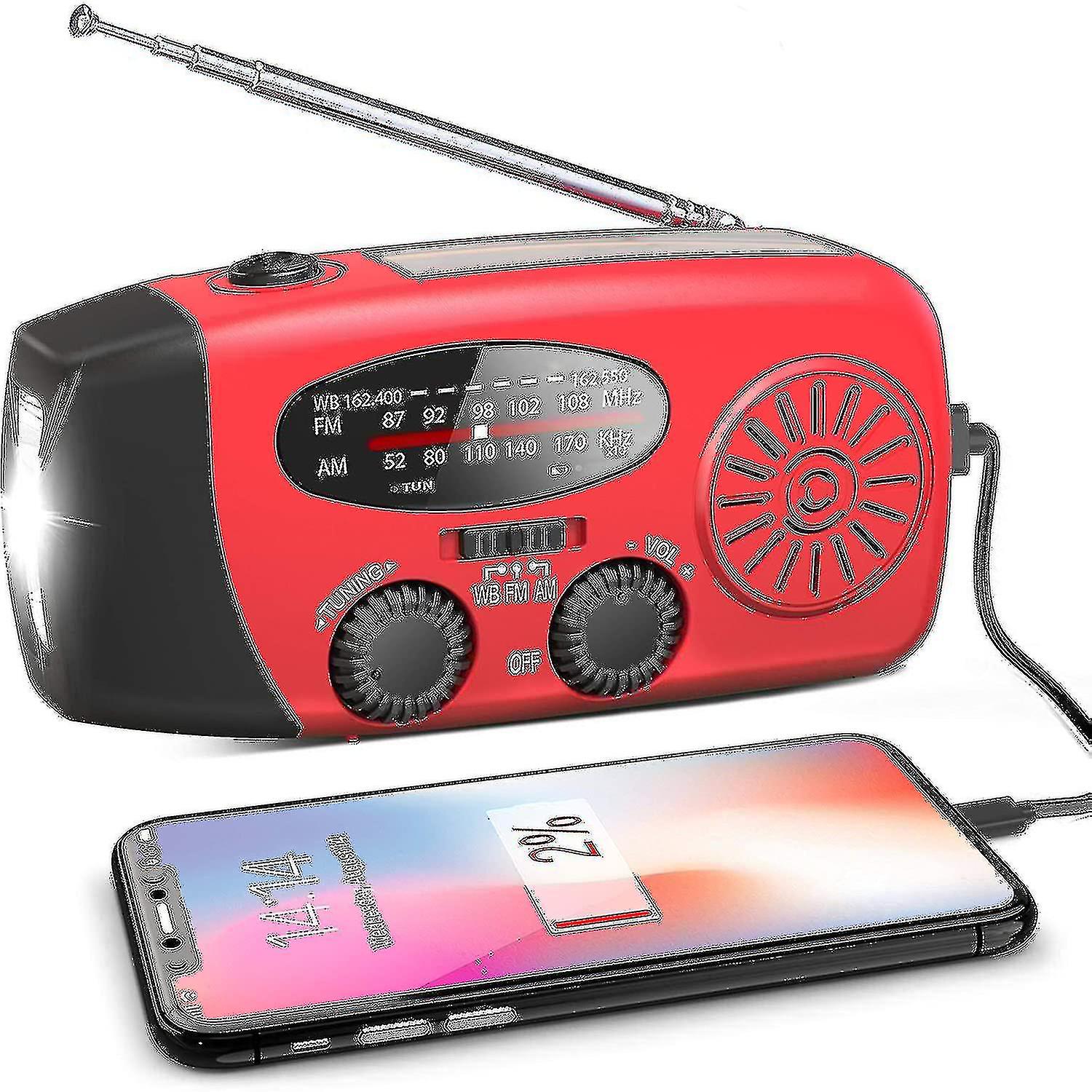 Emergency Solar Radio Hand Crank Weather Radio With Led Flashlight Phone Power Bank Charger