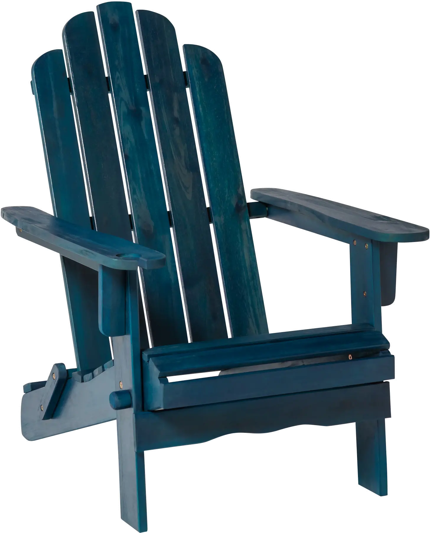 Navy Wood Adirondack Patio Chair with Glass Holder - Walker Edison