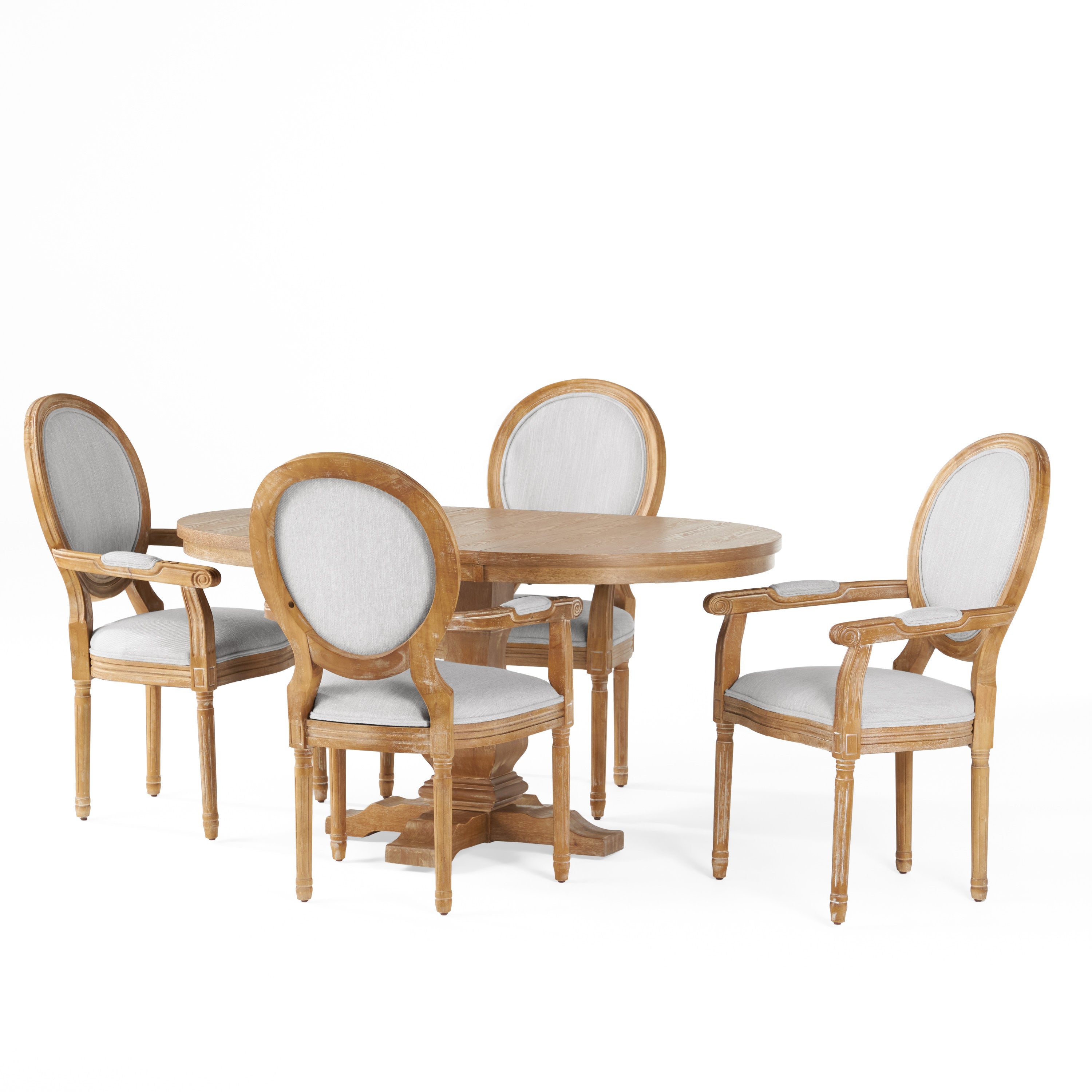 Aisenbrey French Country Wood 5-Piece Expandable Oval Dining Set