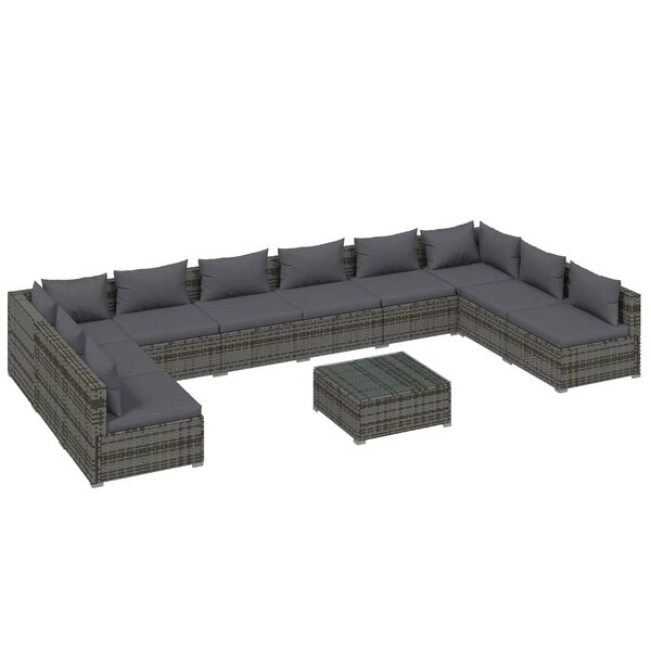 vidaXL Patio Lounge Set Outdoor Sectional Sofa Set Table Garden Poly Rattan