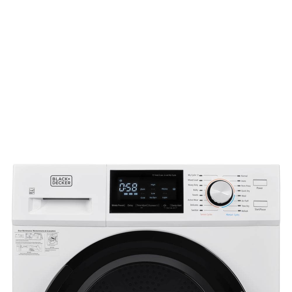 BLACK+DECKER 4.4 cu. ft. 240-Volt Ventless Electric Dryer with Heat Pump in White BDFH44M