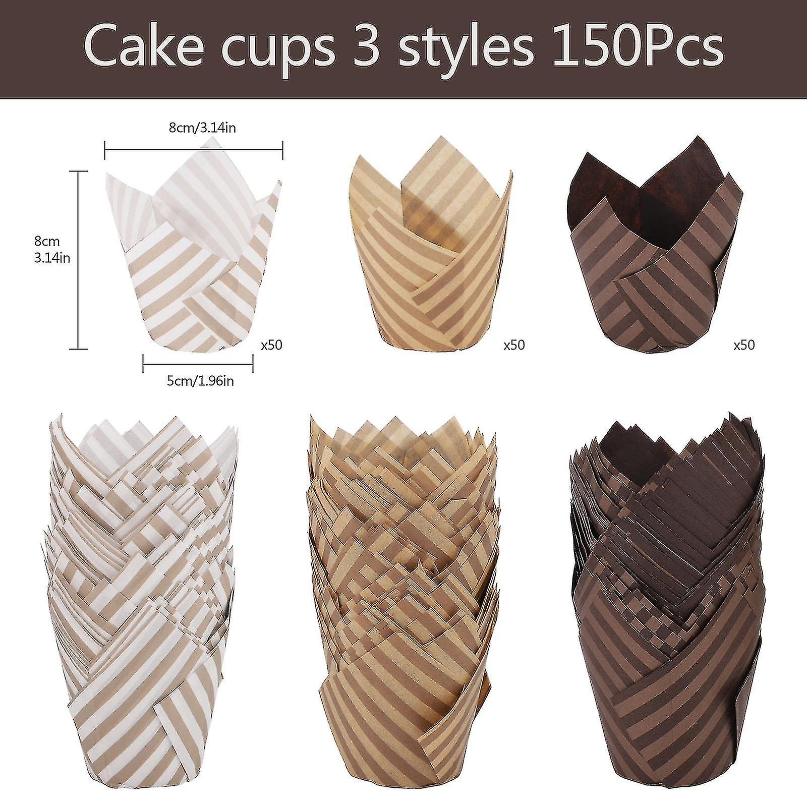 Muffin Cases， 150 Pieces Tulip Baking Paper Cups For Weddings Birthday Party Supplies