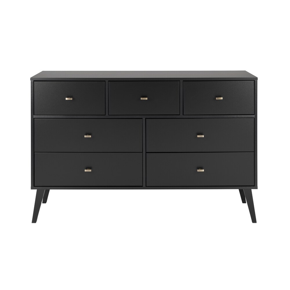 Prepac Milo Mid Century Modern 7 Drawer Double Dresser for Bedroom  Chest of Drawers  Contemporary Bedroom Furniture