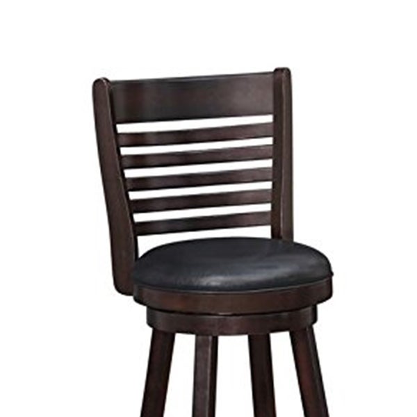 Swivel Barstool with Leatherette Seating， Set of 2， Brown and Black - 17.5 H x 19.5 W x 43.5 L Inches