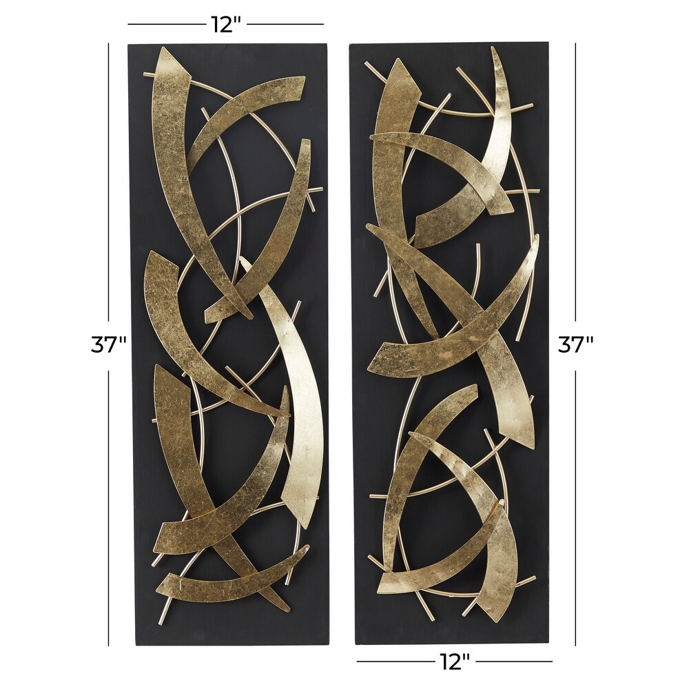 Contemporary Wood and Metal 3D Sculptural Wall Decor (Set of 2)