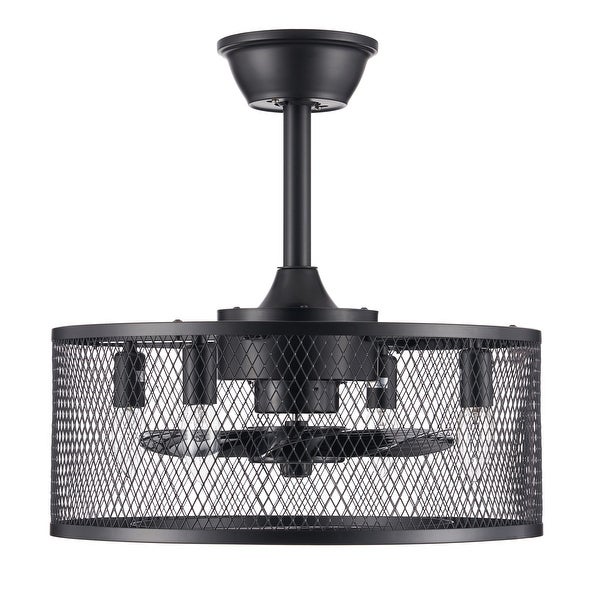 CO-Z 18-Inch Industrial Caged Ceiling Fan with Lights， Remote Control - Black Shopping - The Best Deals on Ceiling Fans | 40346142