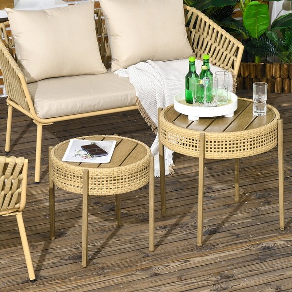 Outsunny 2 Piece Wicker Patio Table Set