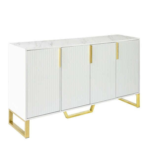 sideboard with Four Doors Metal Legs and Adjustable Shelves