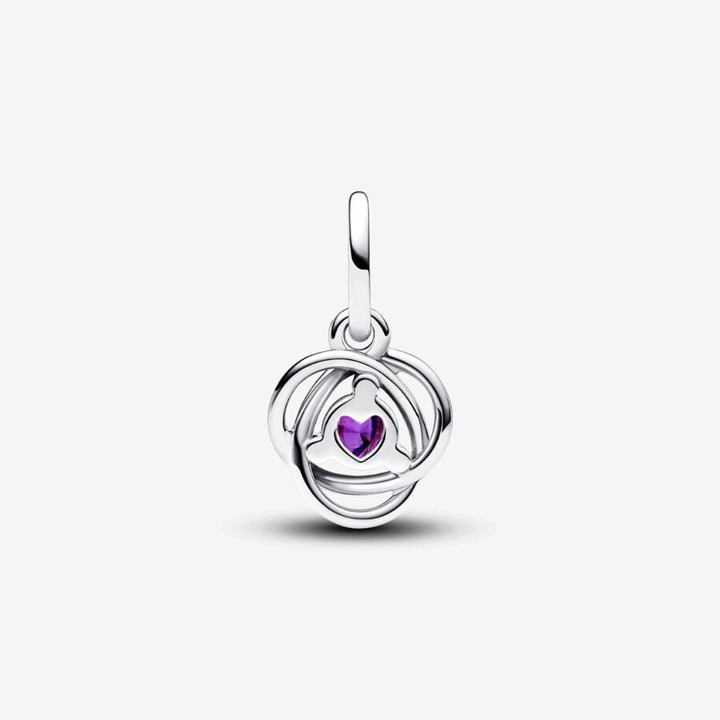 PANDORA  February Purple Eternity Circle Dangle Charm - Sterling Silver