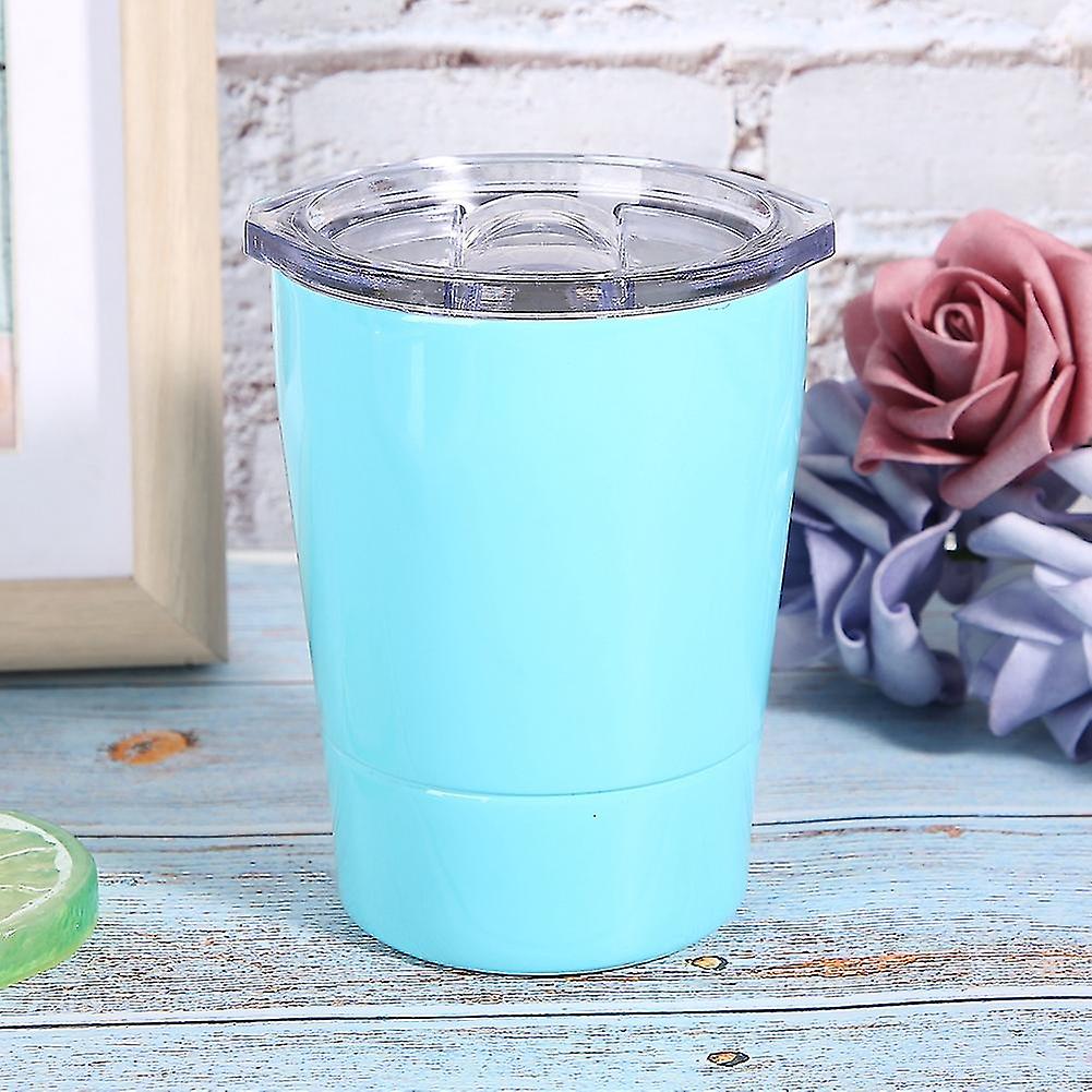 8oz Compact Stainless Steel Coffee Cup Portable Water Cup Mug with Lid for Home Travel CampingLight Blue