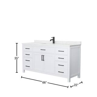 Wyndham Collection Beckett 66 in. W x 22 in. D x 35 in. H Single Sink Bath Vanity in White with Carrara Cultured Marble Top WCG242466SWBCCUNSMXX