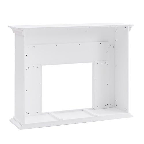 SEI Furniture Electric Freestanding Color Changing Tiled Fireplace in White with Gray Marble