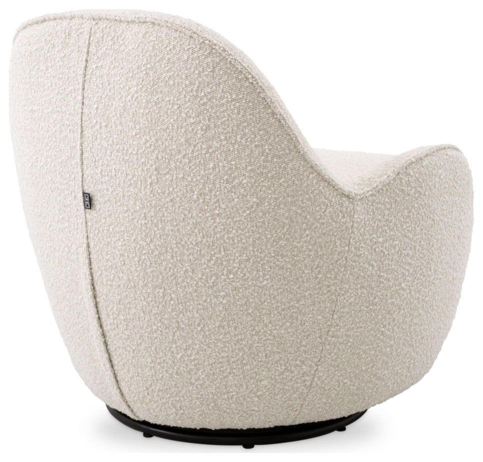 Cream Boucle Swivel Accent Chair  Eichholtz Cupido   Transitional   Armchairs And Accent Chairs   by Oroa   Distinctive Furniture  Houzz