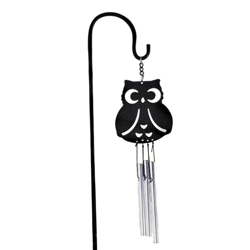 Metal Bell Tube Wind Chimes Stake Garden Flowerpot Bonsai Decor Owl