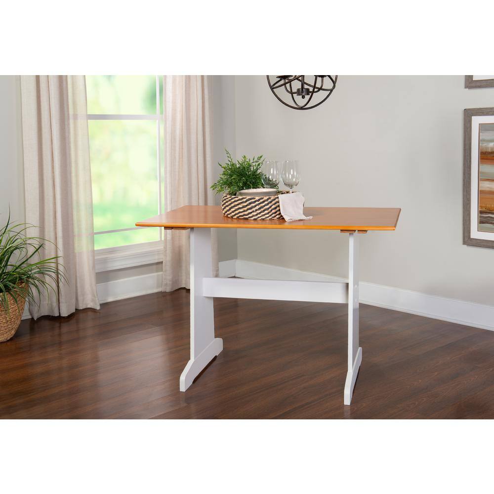 Linon Home Decor Jackson 3-Piece Rectangular Wood Top White Corner Nook with Natural Pine Accents THD03307