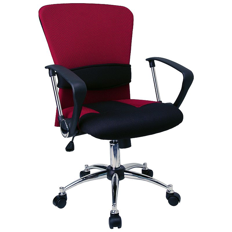 Emma and Oliver Mid-Back Blue Mesh Swivel Task Office Chair， Lumbar Support and Arms