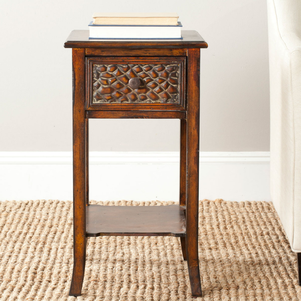 Anesa End Table With Storage Drawer Dark Brown   Modern   Side Tables And End Tables   by Virgil Stanis Design  Houzz