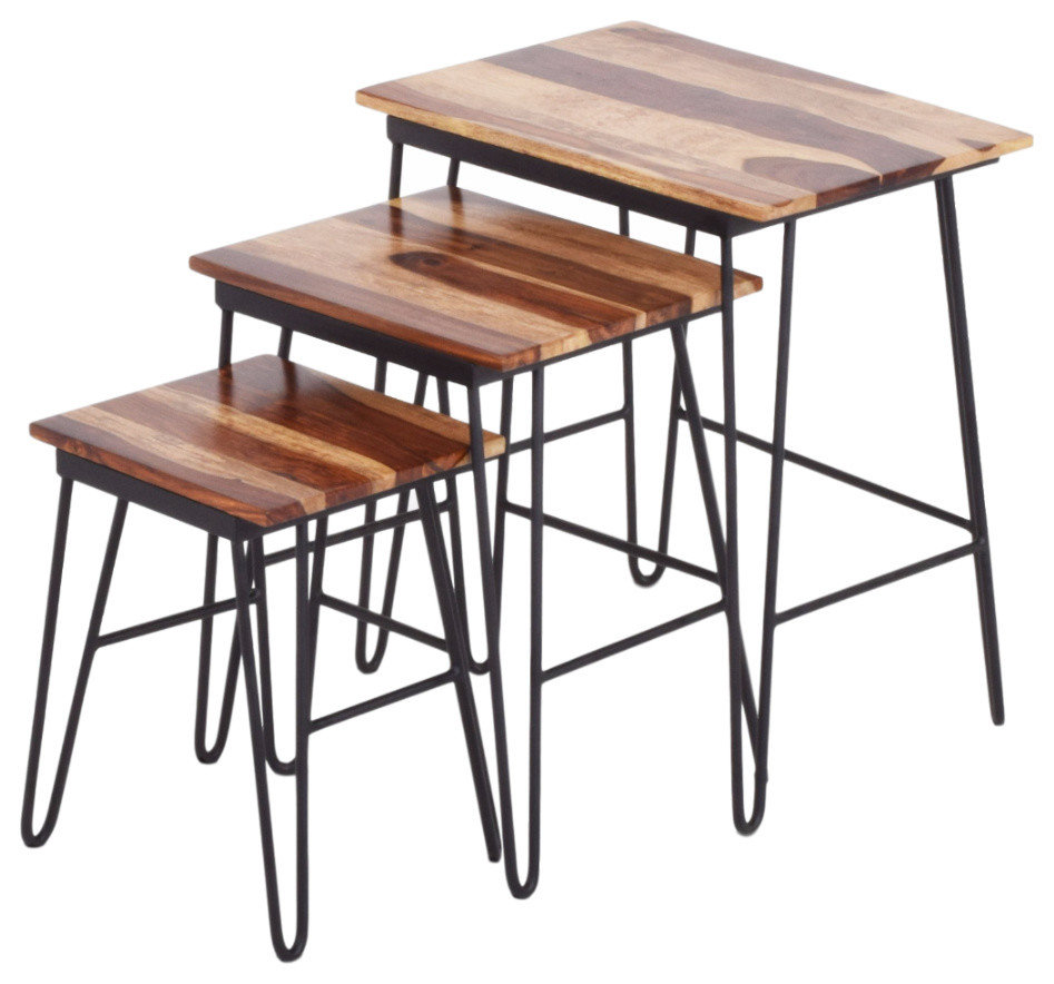 Tristan 3 Piece Nesting Tables Set   Industrial   Coffee Table Sets   by HedgeApple  Houzz