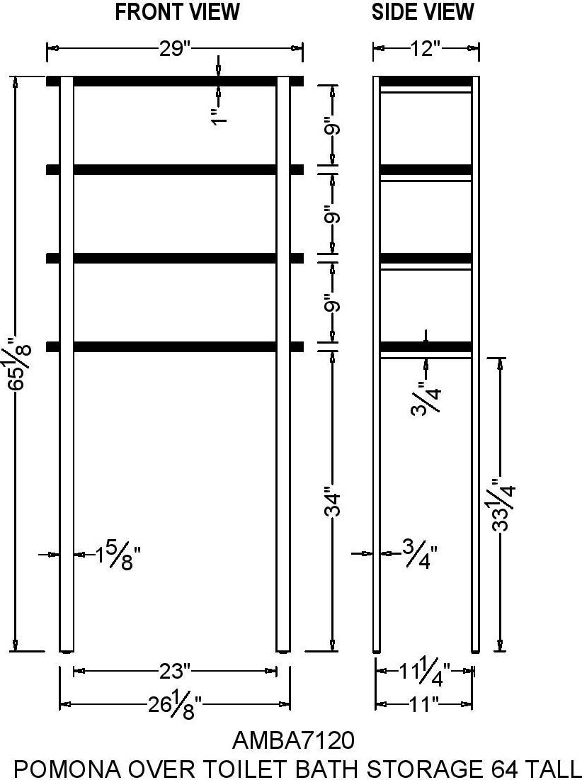 Alaterre Pomona 66 Over the Toilet 4-Shelf Bath Storage