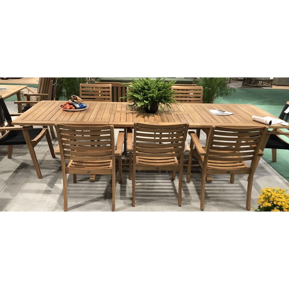 Olivier Rectangular Teak Outdoor Dining Table with Double Extensions   39.5 x 29.5 x 118