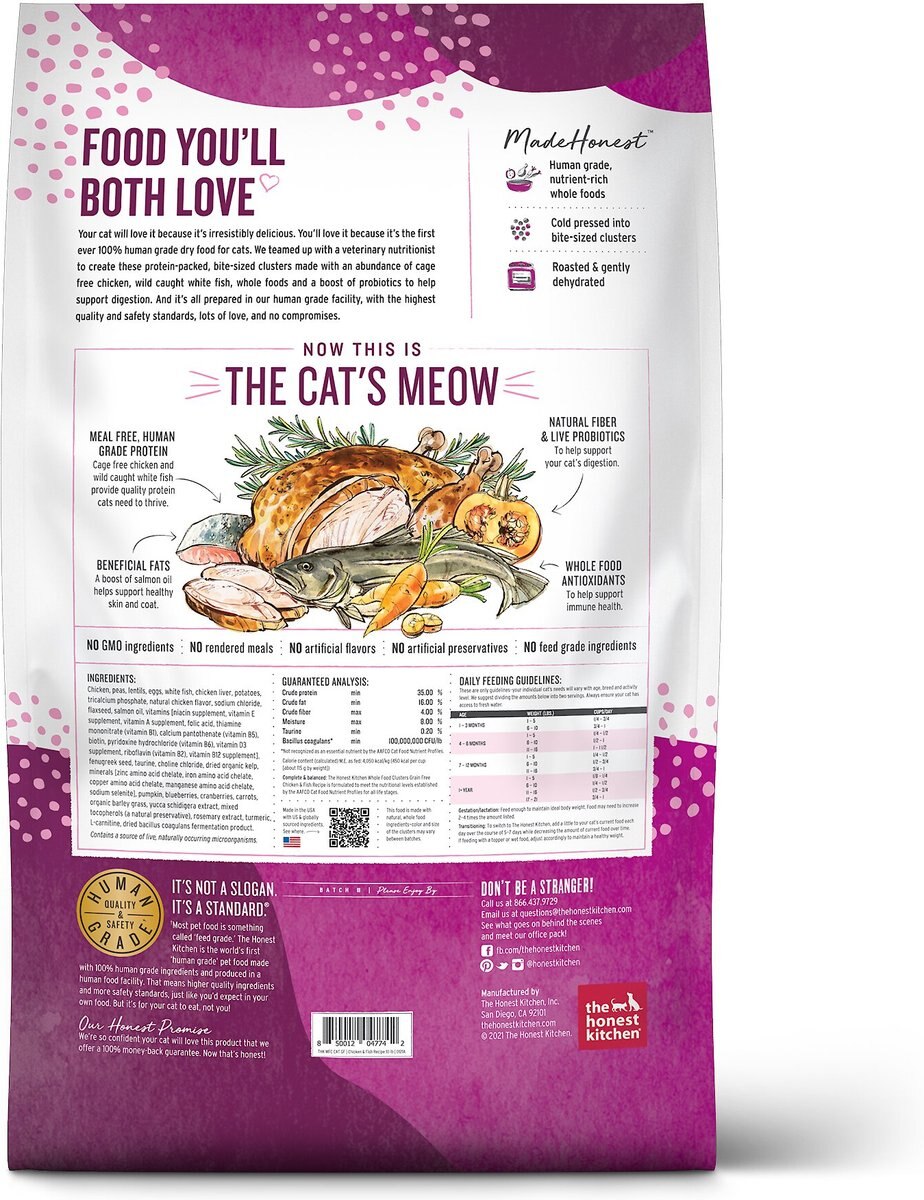 The Honest Kitchen Whole Food Clusters Grain-Free Chicken and Fish Dry Cat Food