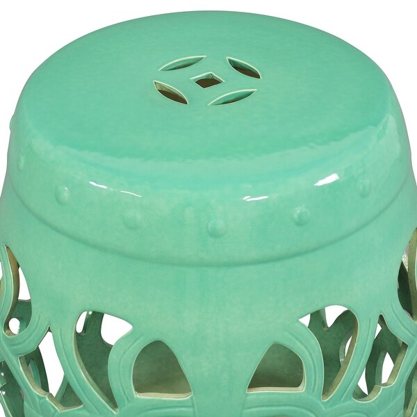 Sunnydaze Knotted Quatrefoil Decorative Ceramic Garden Stool