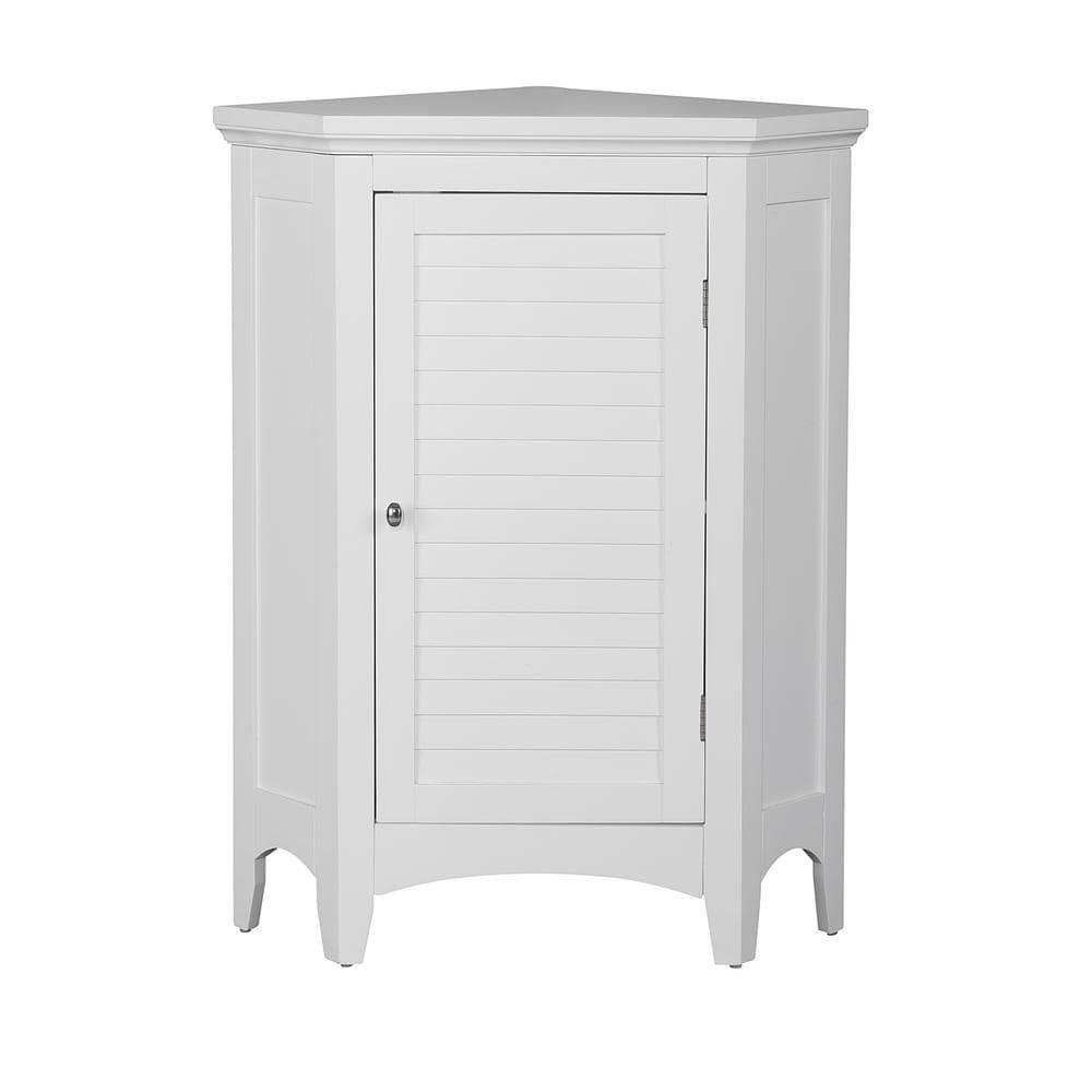 Teamson Home Simon 2434 in W x 17 in D x 32 in H Corner Bathroom Linen Storage Floor Cabinet with Shutter Door in White