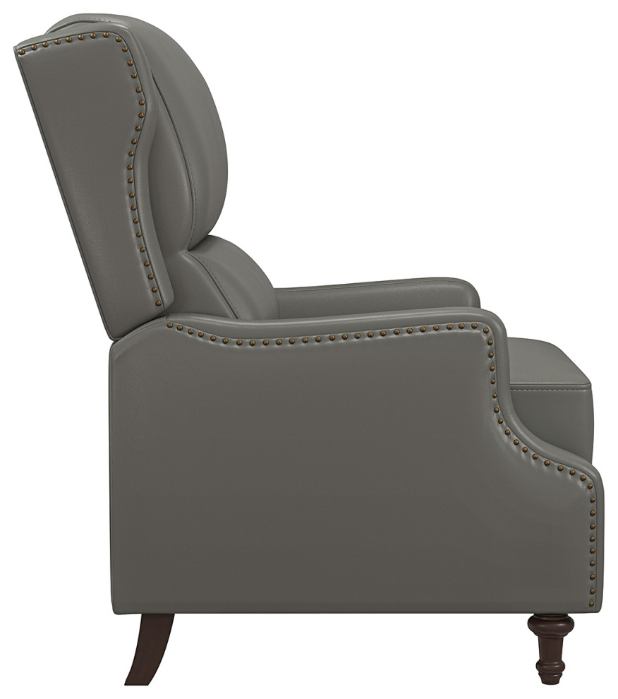 Traditional Genuine Leather Recliner With Nailhead Trims   Traditional   Recliner Chairs   by Karat Home  Houzz