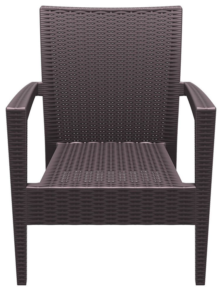 Compamia Miami Outdoor Club Chair Brown With Acrylic Fabric Cushion Set of 2   Tropical   Outdoor Lounge Chairs   by Compamia  Houzz