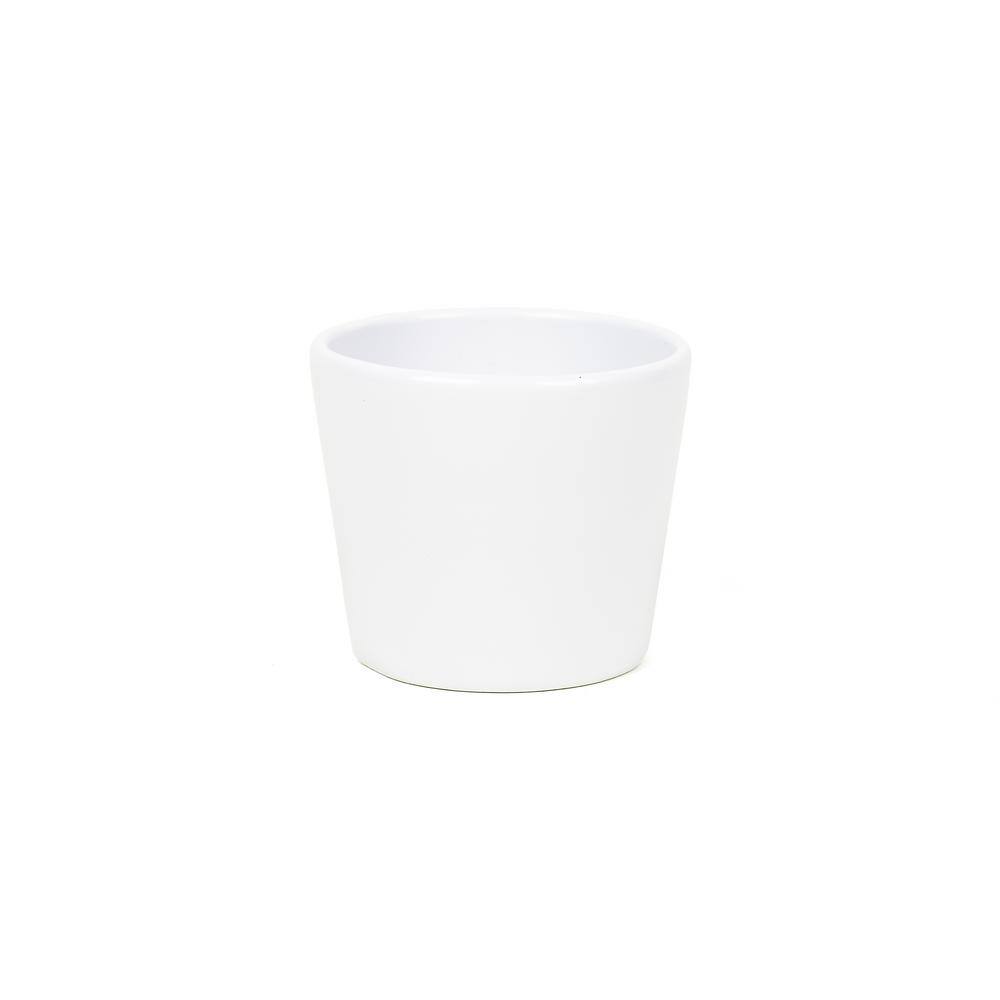 Paddock Home  Garden 5 in. Small White Ceramic Modern Flare Planter 521527