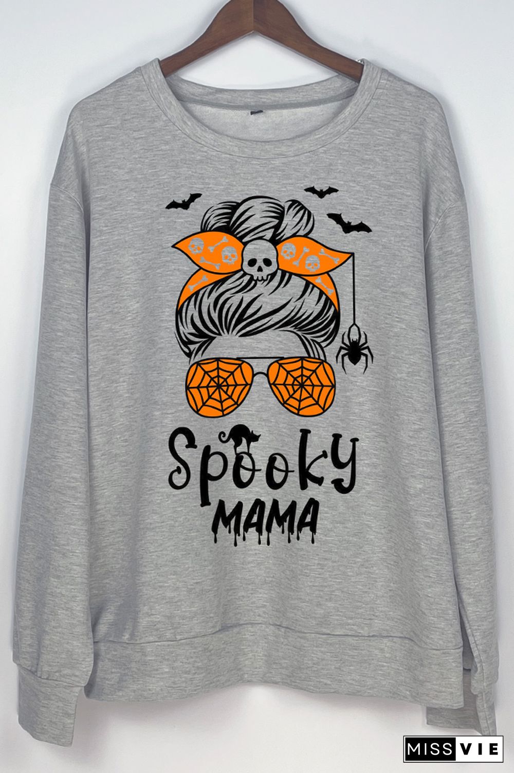 Halloween Spooky Mama Print O-neck Long Sleeve Sweatshirts Women Wholesale