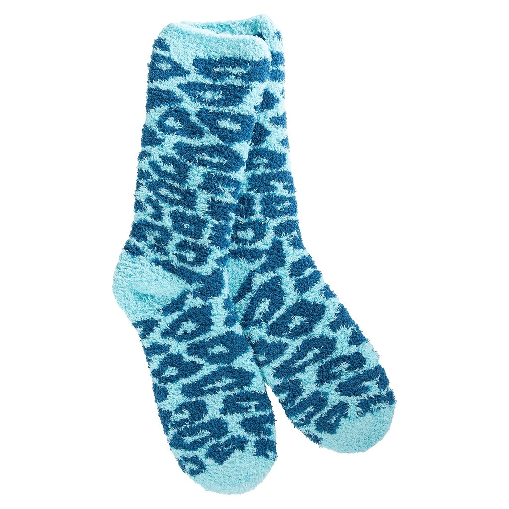 World's Softest  Holiday Knit Pickin' Fireside Crew - Blue Leopard