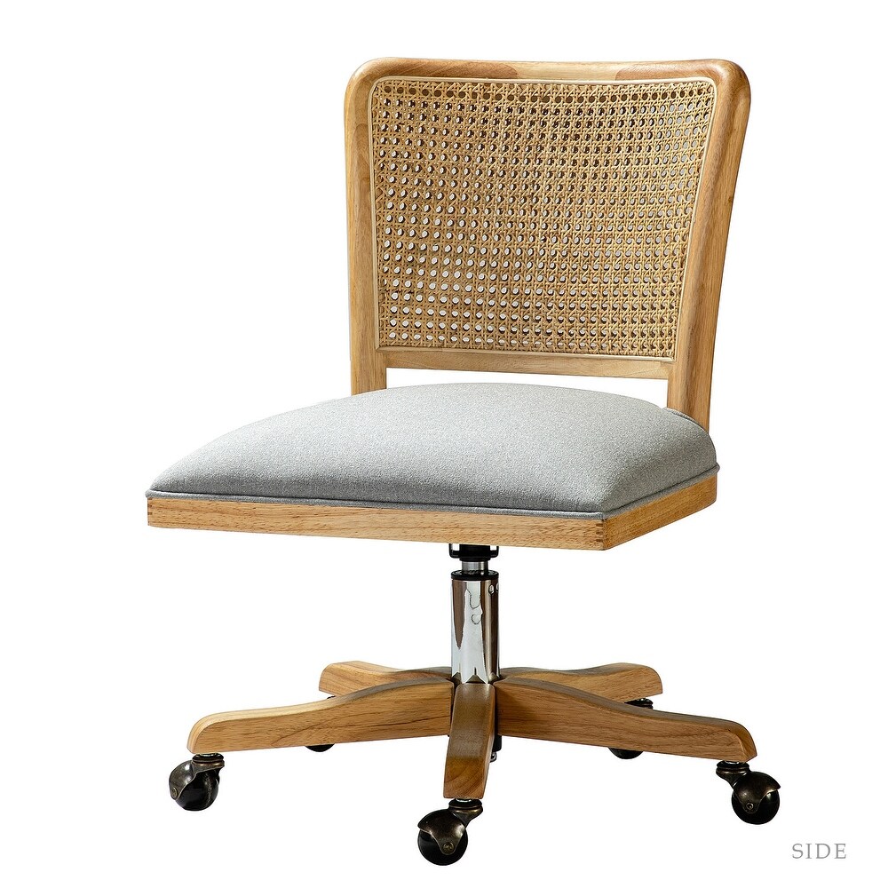 Calcutta Modern Rattan Back Task Chair with Solid Wood Legs by HULALA HOME