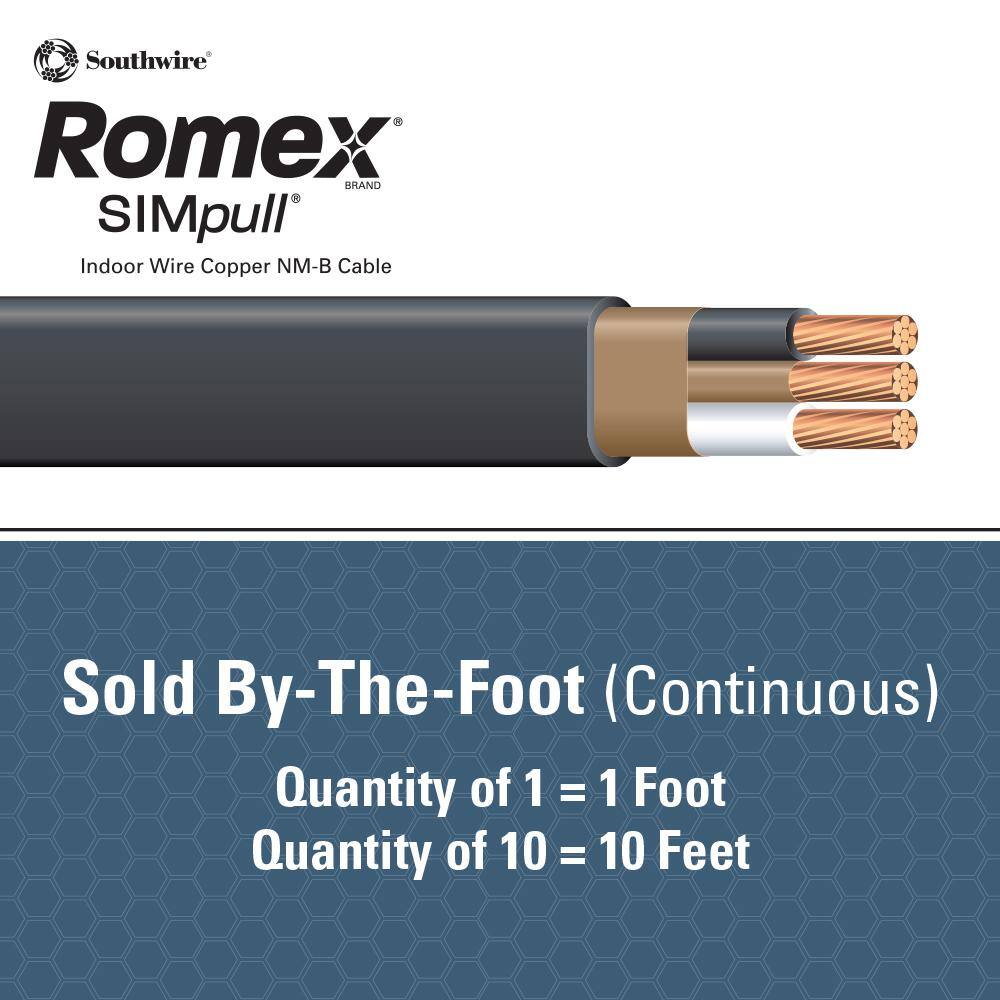 Southwire (By-the-Foot) 82 Stranded Romex SIMpull CU NM-B WG Wire 28893699