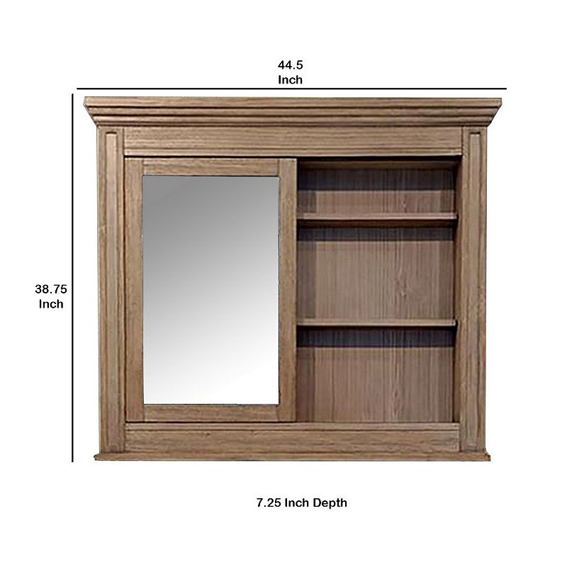 5 MM Beveled Cabinet Mirror with Storage， Brown