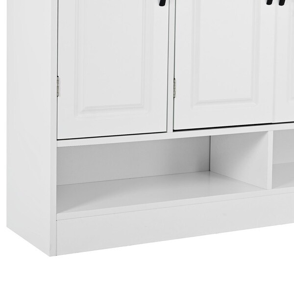 Modern Shoe Cabinet with Adjustable Shelves， Shoe Storage Organizer with 3 Cabinets - - 37999974