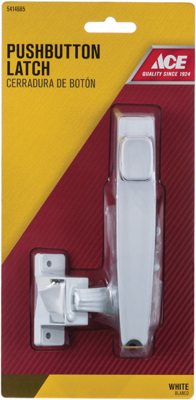 Ace White White Steel Push Button Latch 1 pk