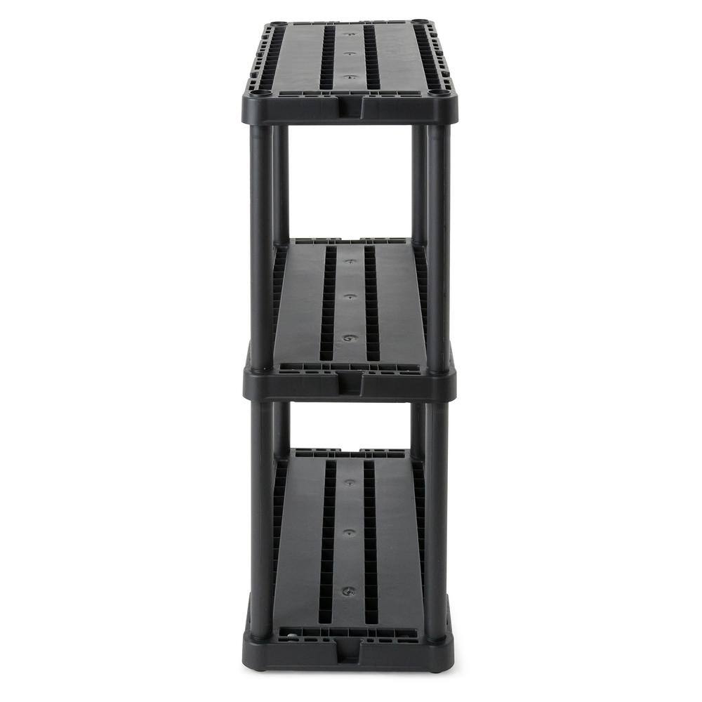 GRACIOUS LIVING 12 in. x 24 in. x 33 in. 3-Shelf Knect-A-Shelf Solid Light Duty Storage Unit in Black (2-Pack) 2 x 91082-1C