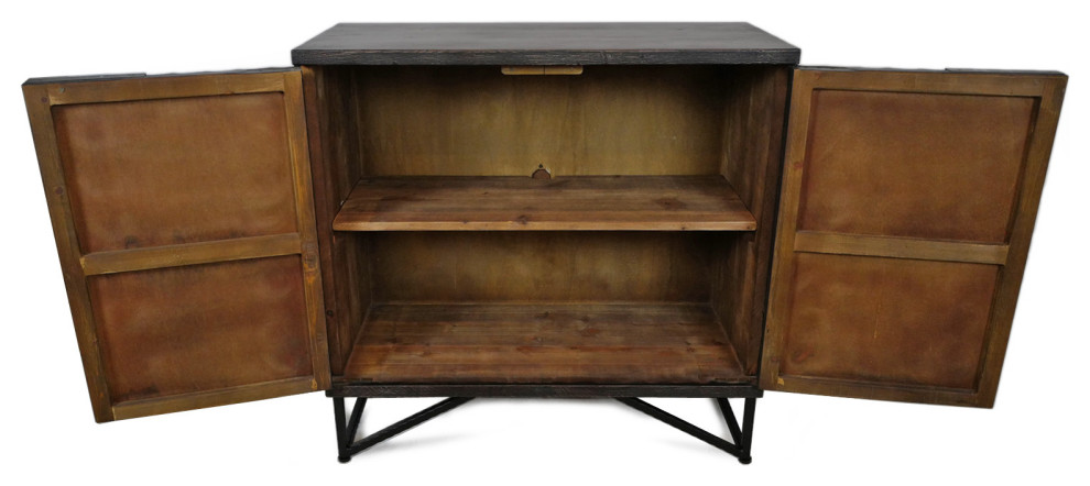 Ebony Geometric Wood Cabinet   Industrial   Accent Chests And Cabinets   by Design Mix Furniture  Houzz