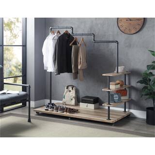 ZIRUWU Oak and Sandy Gray Brantley Hanger Rack ZQP-CR22A