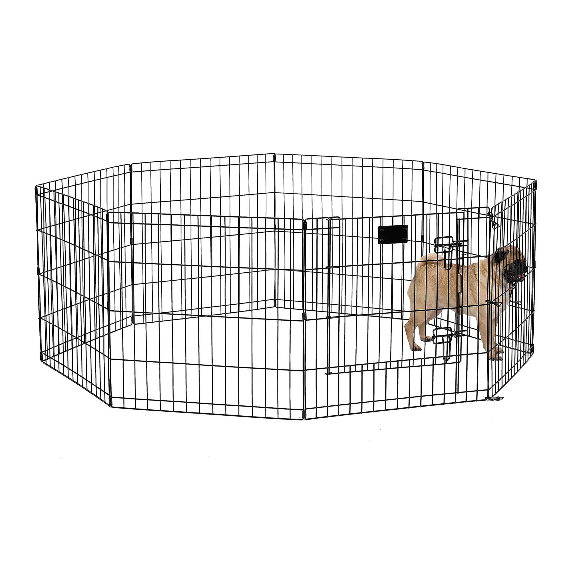 Midwest Black E-Coat Exercise Pen w/Door for Dogs， 24