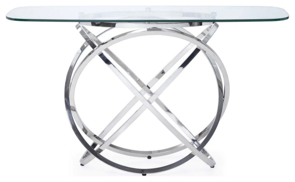 Luna Modern Glass  ampStainless Steel Console Table   Contemporary   Console Tables   by V.S.D Furniture  Houzz